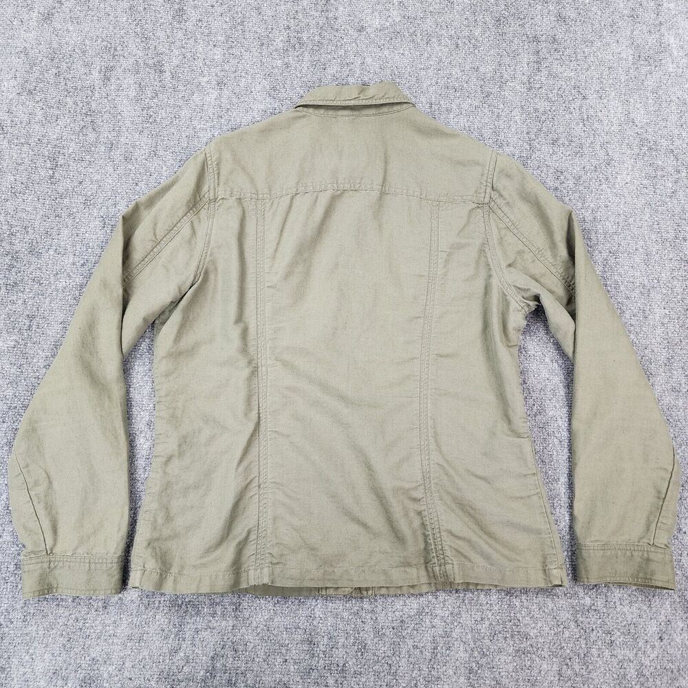 Eddie Bauer Jacket Women Large Green Linen Blend Metal Button Casual Safari Coat - Picture 3 of 16